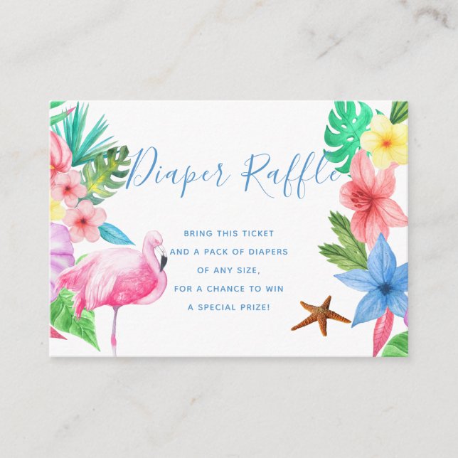 Diaper raffle tropical baby shower insert card (Front)
