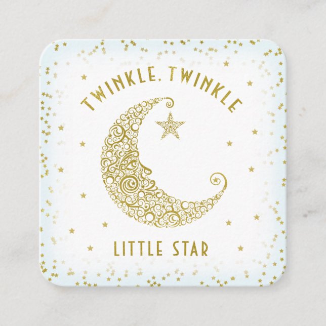 Diaper Raffle Twinkle Little Star Baby Shower Blue Enclosure Card (Front)