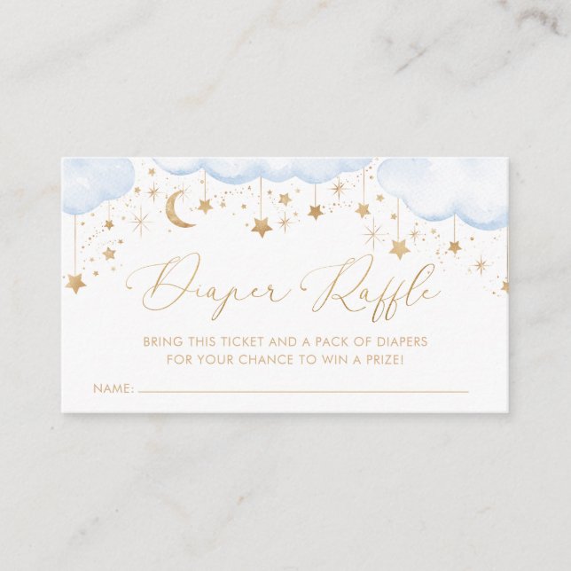 Diaper Raffle Twinkle Star Baby Shower Blue Enclosure Card (Front)