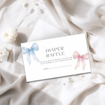 Diaper Raffle Twins Gender Reveal Pink Blue Bow