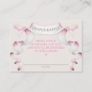 Diaper Raffle Vintage Carriage Ivory Pink Gingham Enclosure Card