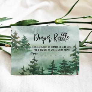 Diaper Raffle Watercolor Forest Baby Shower Enclosure Card