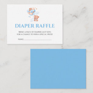 Diaper Raffle We Can Bearly Wait Blue Beige Boy En Enclosure Card