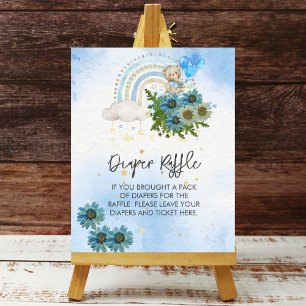 Diaper Raffle We Can Bearly Wait Boho Rainbow Poster
