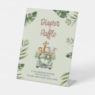 Diaper Raffle Wild One Safari Baby Shower  Pedestal Sign