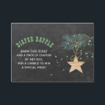 Diaper raffle winter baby shower insert card<br><div class="desc">Rustic grey charcoal chalkboard modern winter diaper raffle insert card with a wooden star,  fir branch and watercolor blue green dots splashes.</div>