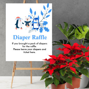 Diaper Raffle Winter wonderland Penguin polar bear Poster