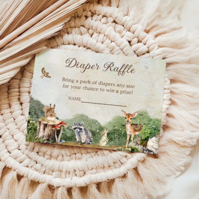 Diaper Raffle Woodland Forest Animals Enclosure Card (Creator Uploaded)