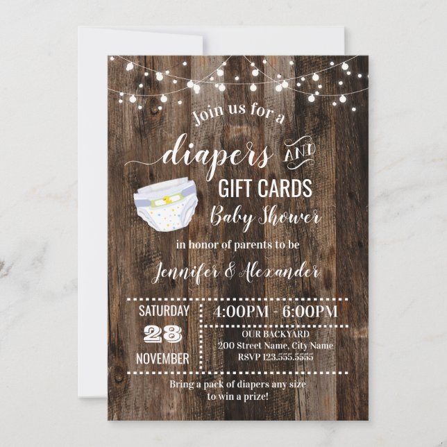 Diapers and Gift Cards Baby Shower (Front)