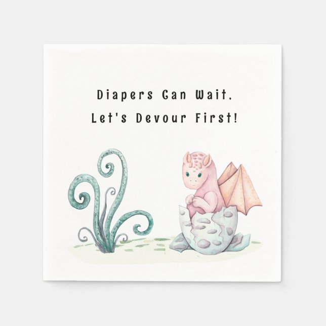 Diapers Can Wait, Let's Devour First! Dragon Baby  Napkin (Front)
