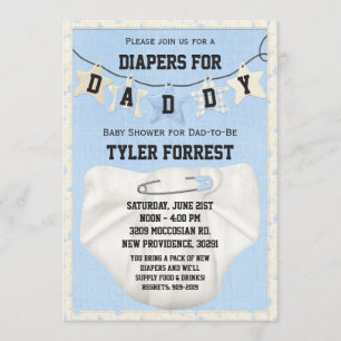 Diapers for Daddy Baby Shower Invitation