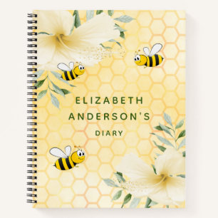 Diary happy bees honeycomb florals college ruled notebook