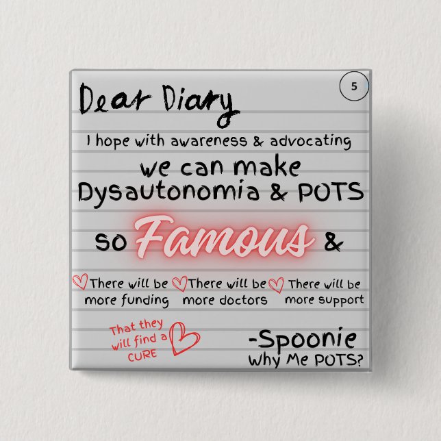 Diary of a Spoonie 2 Inch Square Button (Front)