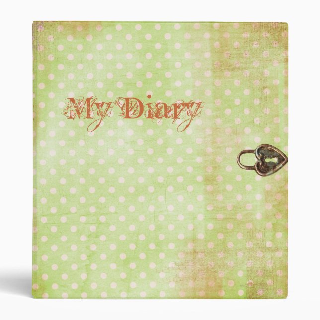 Diary with Graphic Heart Lock Binder (Front)