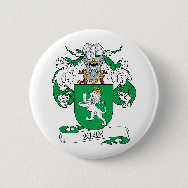 Diaz Family Crest 2 Inch Round Button (Front)