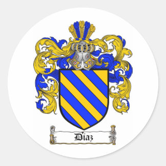 DIAZ FAMILY CREST - DIAZ COAT OF ARMS CLASSIC ROUND STICKER