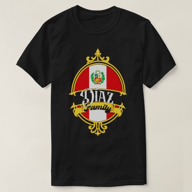 Diaz Family Peru Flag T-Shirt (Design Front)