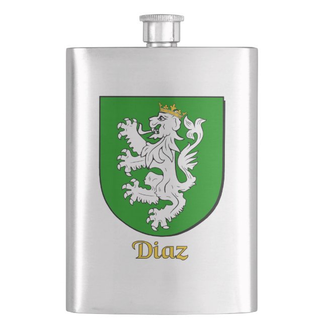 Diaz Heraldic Shield Hip Flask (Front)