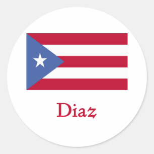 Diaz Puerto Rican Flag Classic Round Sticker