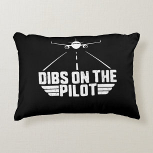 Dibs On  Pilot Aviation Aircraft Plane Girlfriend Accent Pillow