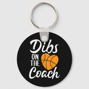 Dibs On The Coach Basketball Heart Cute Mothers Da Keychain