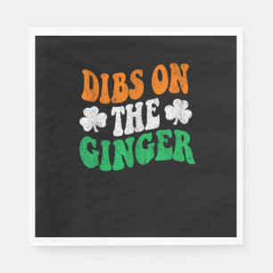 Dibs On The Ginger Retro Irish Flag Funny St Patri Napkin