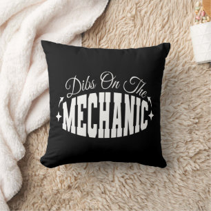 Dibs On The Mechanic Car Maintenance Repairman Dad Throw Pillow