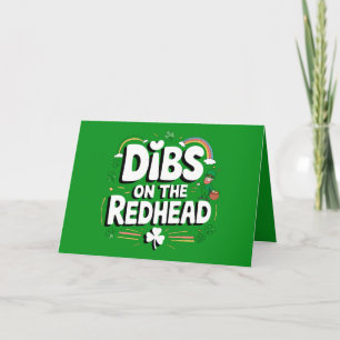 Dibs On The Redhead Funny St Patrick's Day Thank You Card