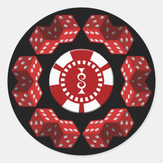 DICE AND POKER CHIP CLASSIC ROUND STICKER