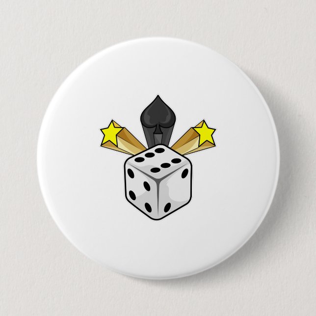 Dice at Poker with Spades & Stars 3 Inch Round Button (Front)
