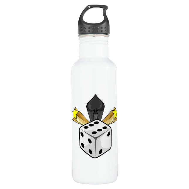 Dice at Poker with Spades & Stars 710 Ml Water Bottle (Front)