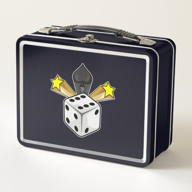 Dice at Poker with Spades & Stars Metal Lunch Box (Front)