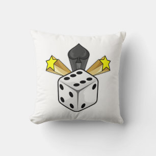 Dice at Poker with Spades & Stars Throw Pillow