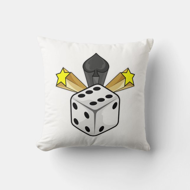 Dice at Poker with Spades & Stars Throw Pillow (Front)
