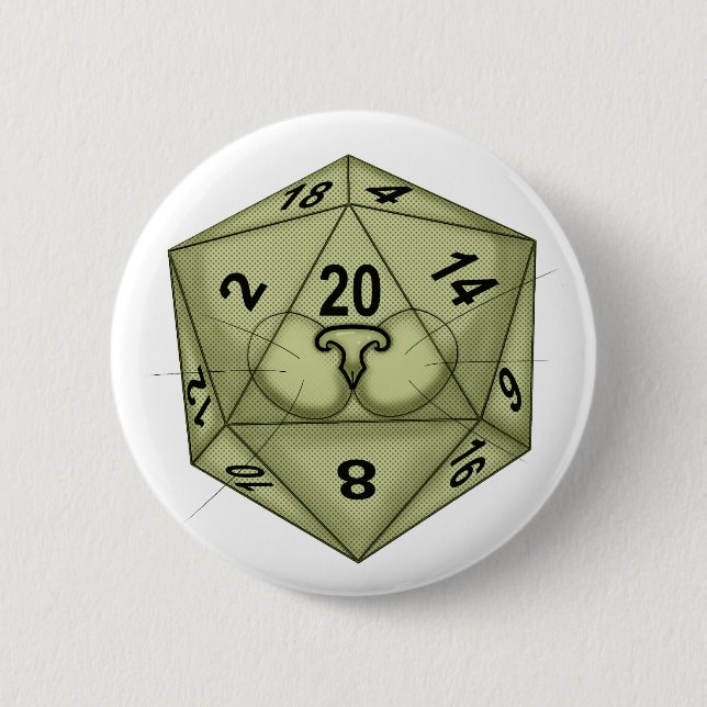 Dice. Cat. D20. Perception Check 2 Inch Round Button (Front)