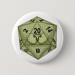 Dice. Cat. D20. Perception Check 2 Inch Round Button