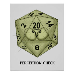 Dice. Cat. D20. Perception Check Poster