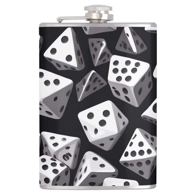 Dice Delight: A Geometric Cascade Hip Flask (Front)