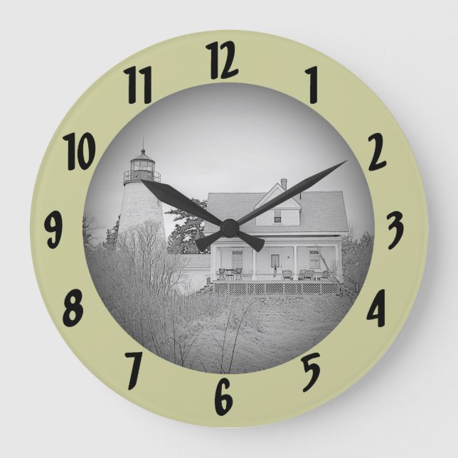Dice/Dyce Head Lighthouse Maine Sketch Wall Clock (Front)