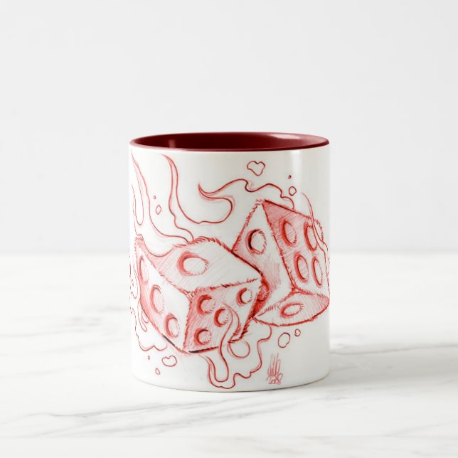 Dice flamming Two-Tone coffee mug (Center)