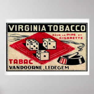 Dice France 1920s-30s Matchbox Label - Vintage Art Poster