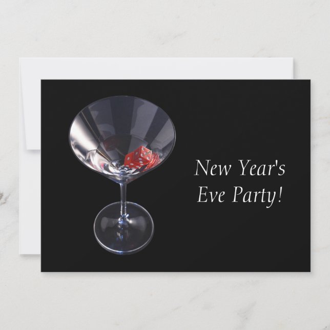 Dice Glass Party Time New Year's Eve Invitation (Front)