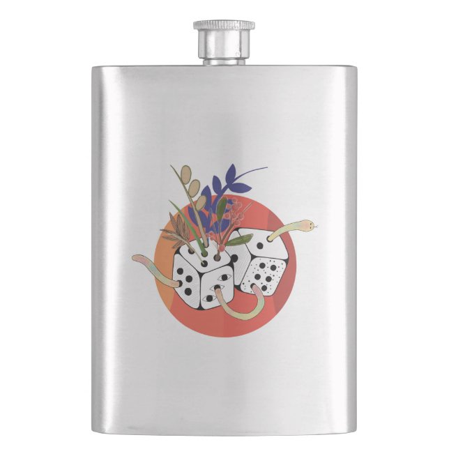 Dice in Parallel Universe Hip Flask (Front)