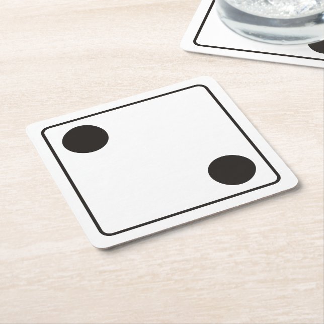 DICE numbers of pips 2 + your backgr. Square Paper Coaster (Angled)