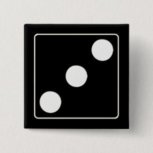 DICE numbers of pips white 3 + your backgr. 2 Inch Square Button