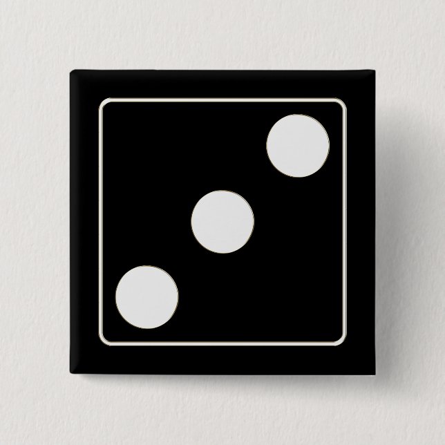 DICE numbers of pips white 3 + your backgr. 2 Inch Square Button (Front)