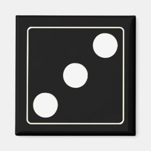 DICE numbers of pips white 3 + your backgr. Magnet