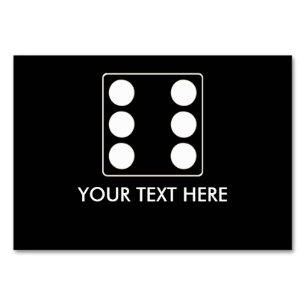 DICE numbers of pips white 6 + your text Table Number