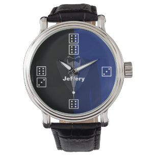 Dice pois dés motif bleu/noir montre