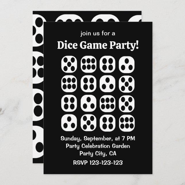 Dice Roll Game Party Invitation (Front/Back)